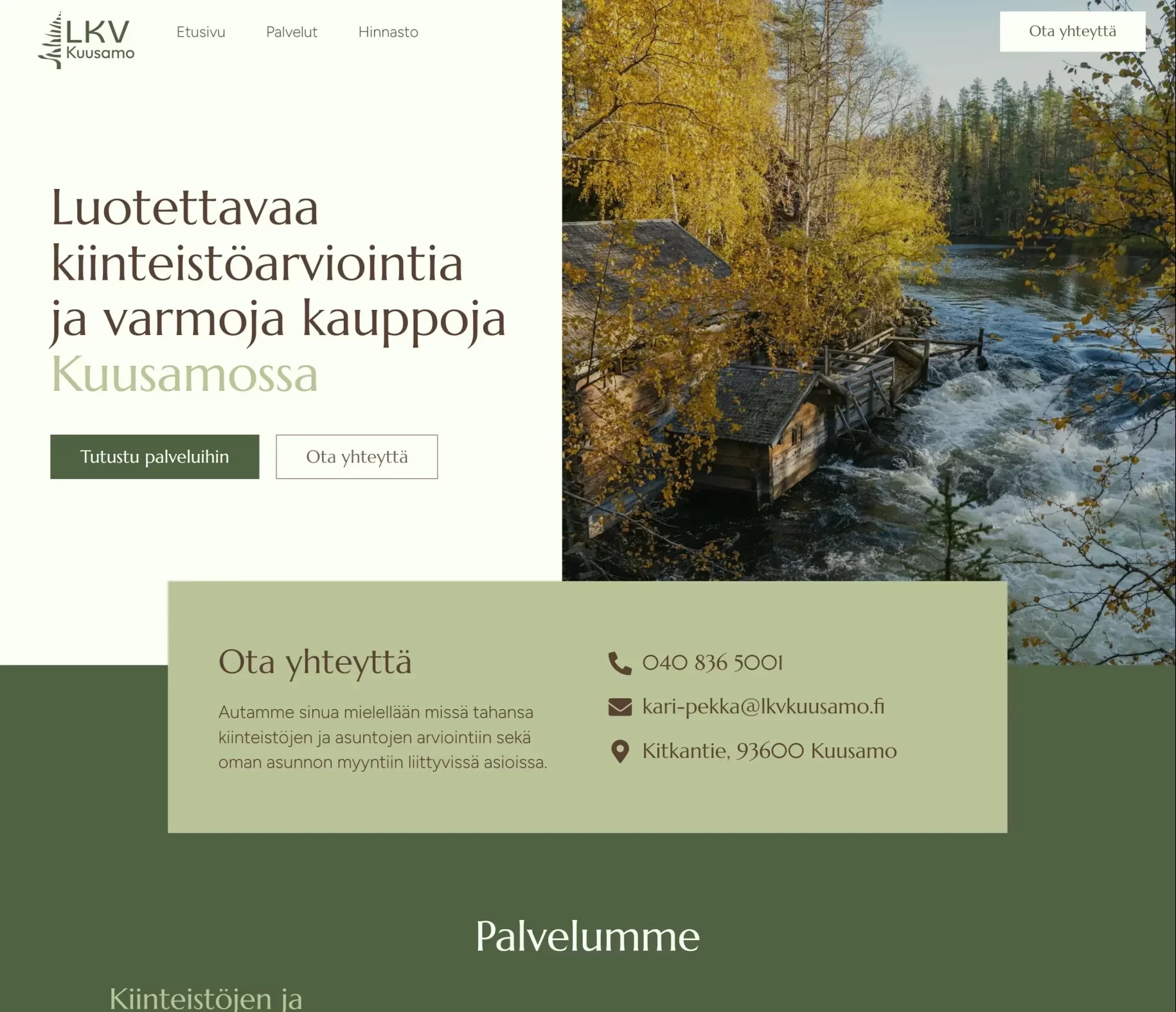 This image is a screenshot of a landing page of another website. This image is intended to show our previous work.